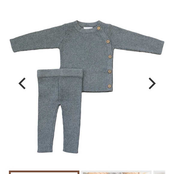 mebie baby Matching Sets Mebie Baby Ribbed Layette Set In Charcoal